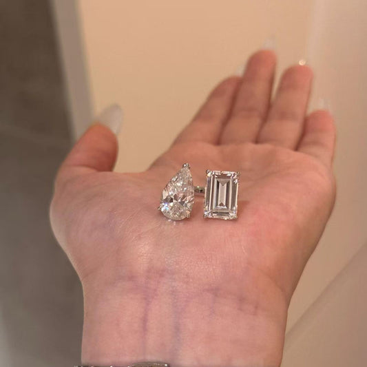 Pear shape Dual Stone Moissanite Ring