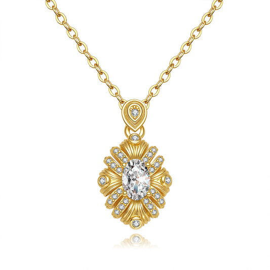 Sparkling Moissanite Sunflower Pendant Necklace