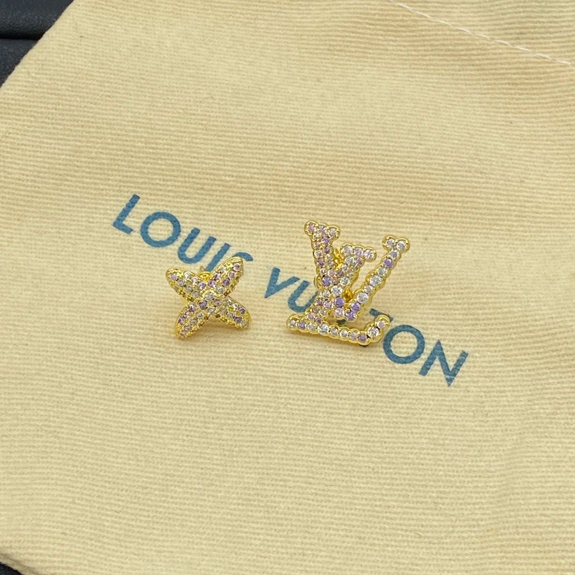 LV Asymmetrical Diamond Earrings