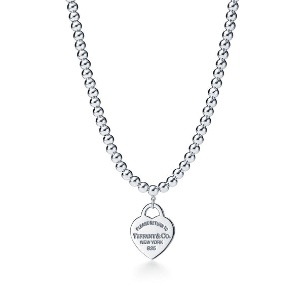 Tiffany Return to Tiffany Heart Tag Bead Necklace in Silver