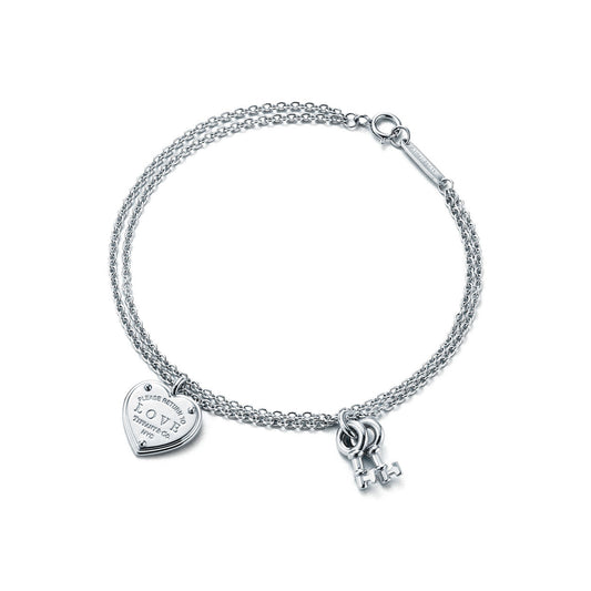 Tiffany Return to Tiffany Love Heart Tag Key Bracelet in Silver
