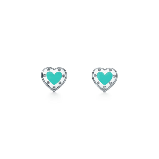 Tiffany Return to Tiffany Love Tiffany Blue Heart Earrings in Silver, Mini