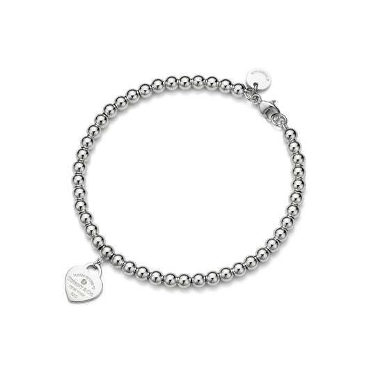 Tiffany Return to Tiffany Heart Tag Bead Bracelet in Silver with a Diamond