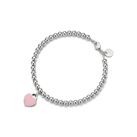 Tiffany Return to Tiffany Heart Tag Bead Bracelet in Silver with a Diamond