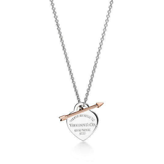 Tiffany Return to Tiffany Lovestruck Heart Tag Pendant in Silver and Rose Gold