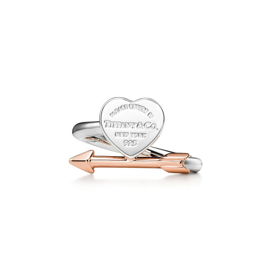 Tiffany Return to Tiffany Lovestruck Heart Tag Ring in Silver and Rose Gold
