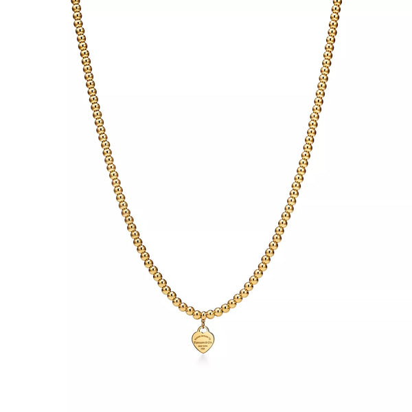 蒂芙尼 Return to Tiffany 心形吊牌串珠项链，黄金款，迷你款