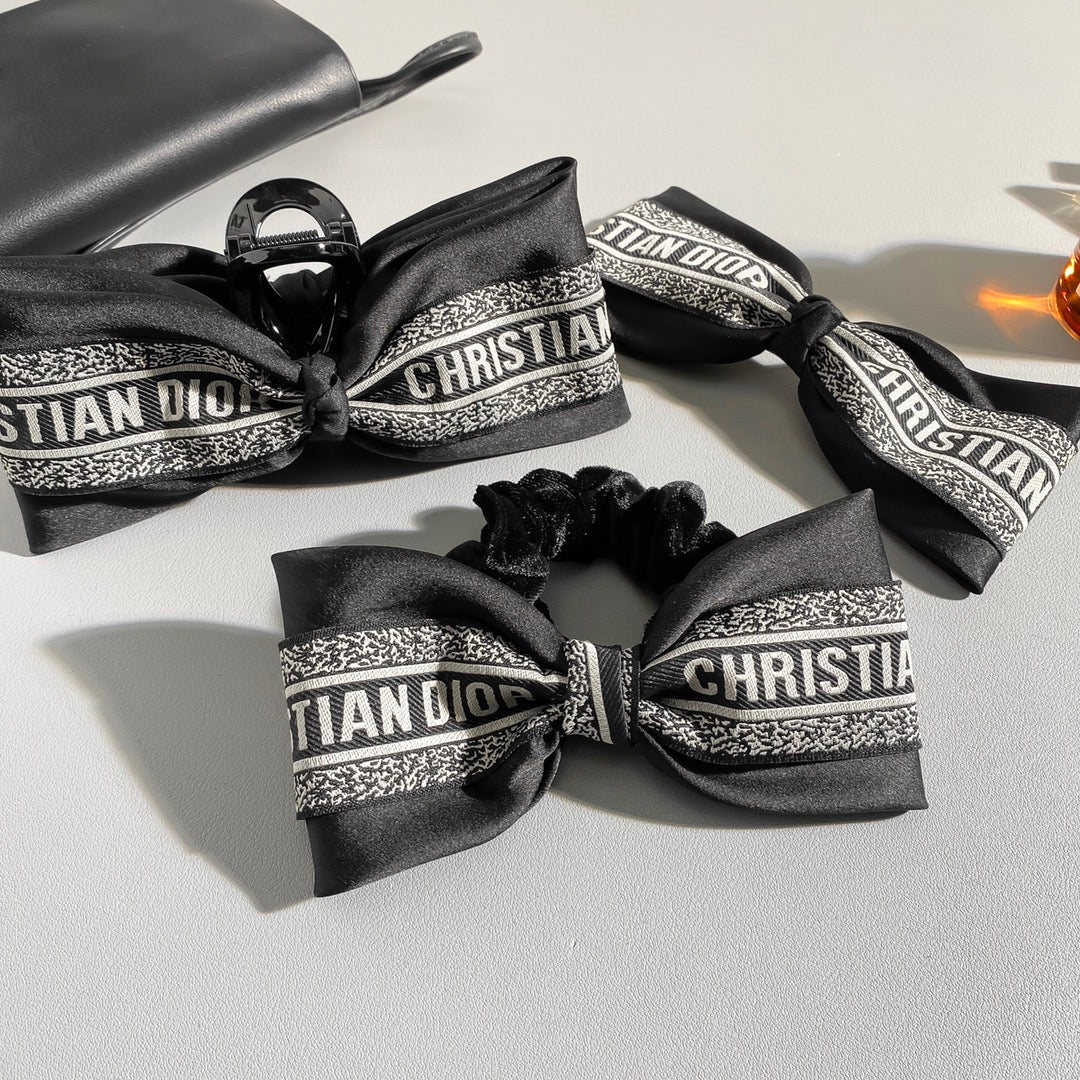 Dior Black White Bowknot Hair Accessory