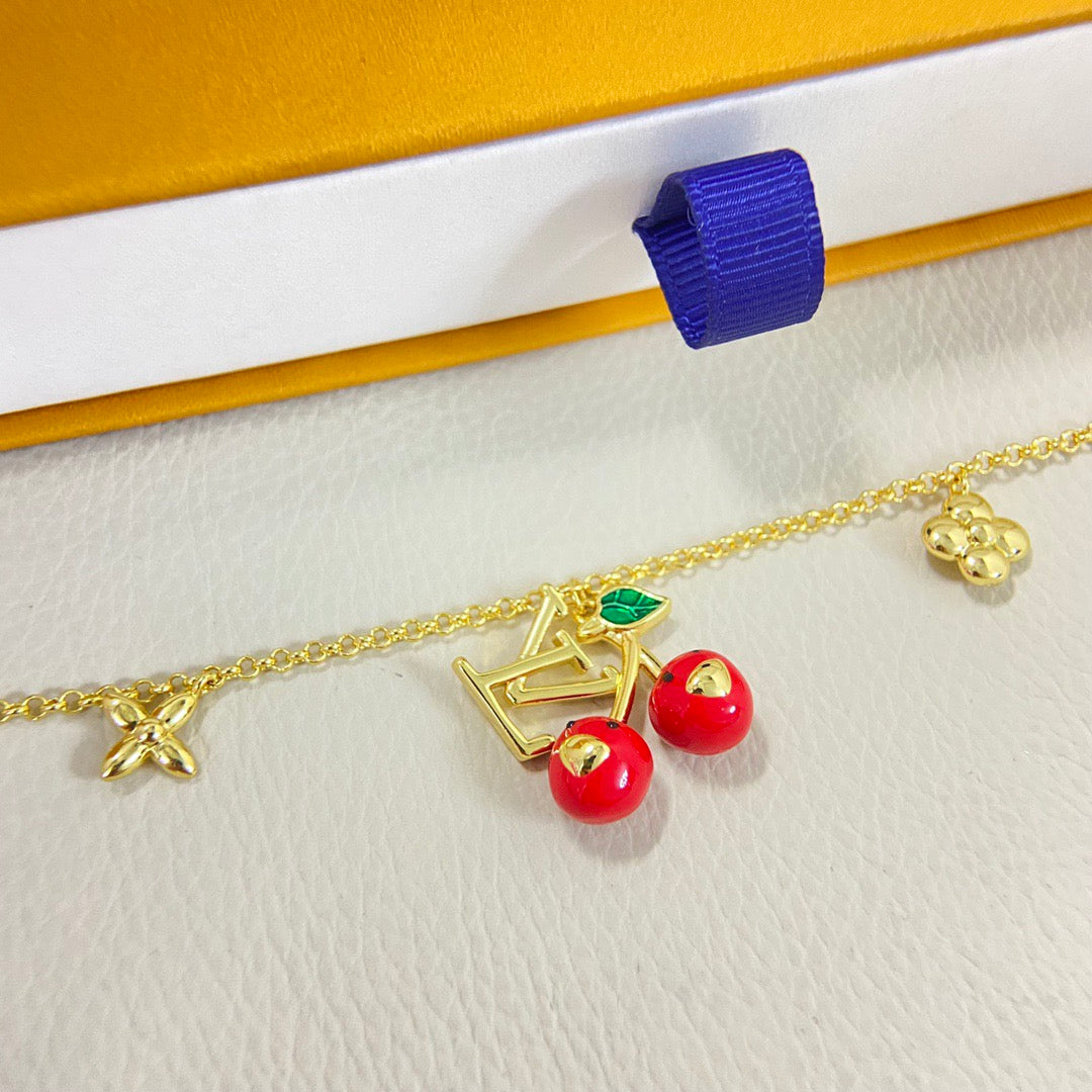 LV Cherry Necklace Bracelet Earrings
