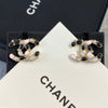 Chanel Black Pink Pattern Earrings