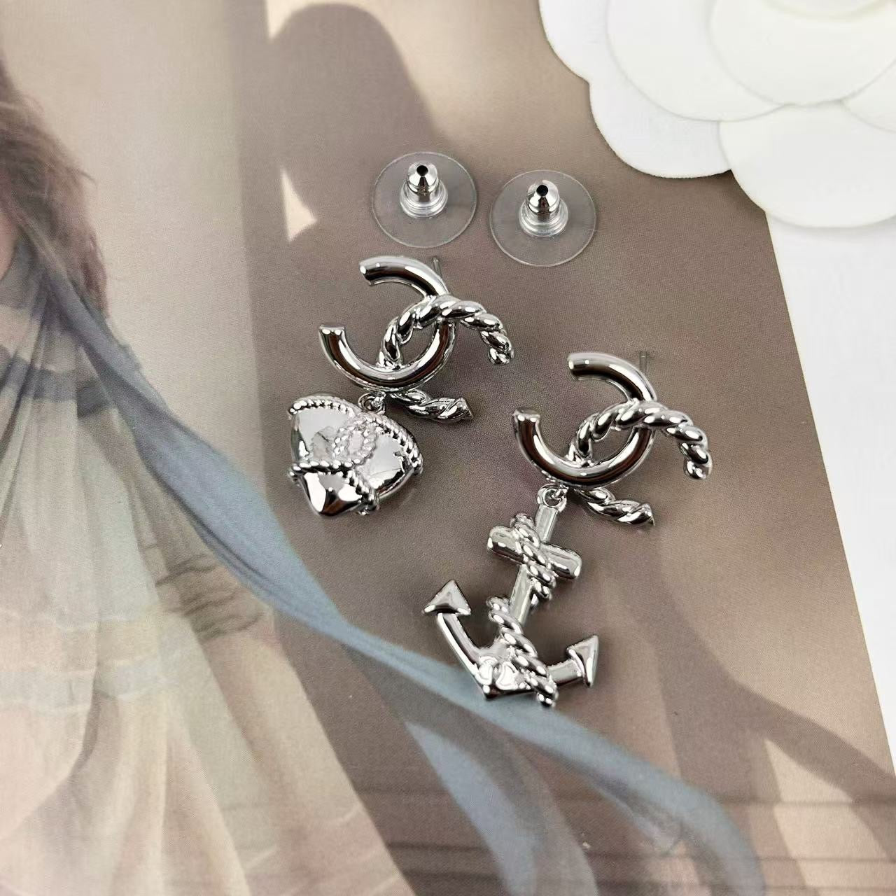 Chanel Heart Anchor Earrings