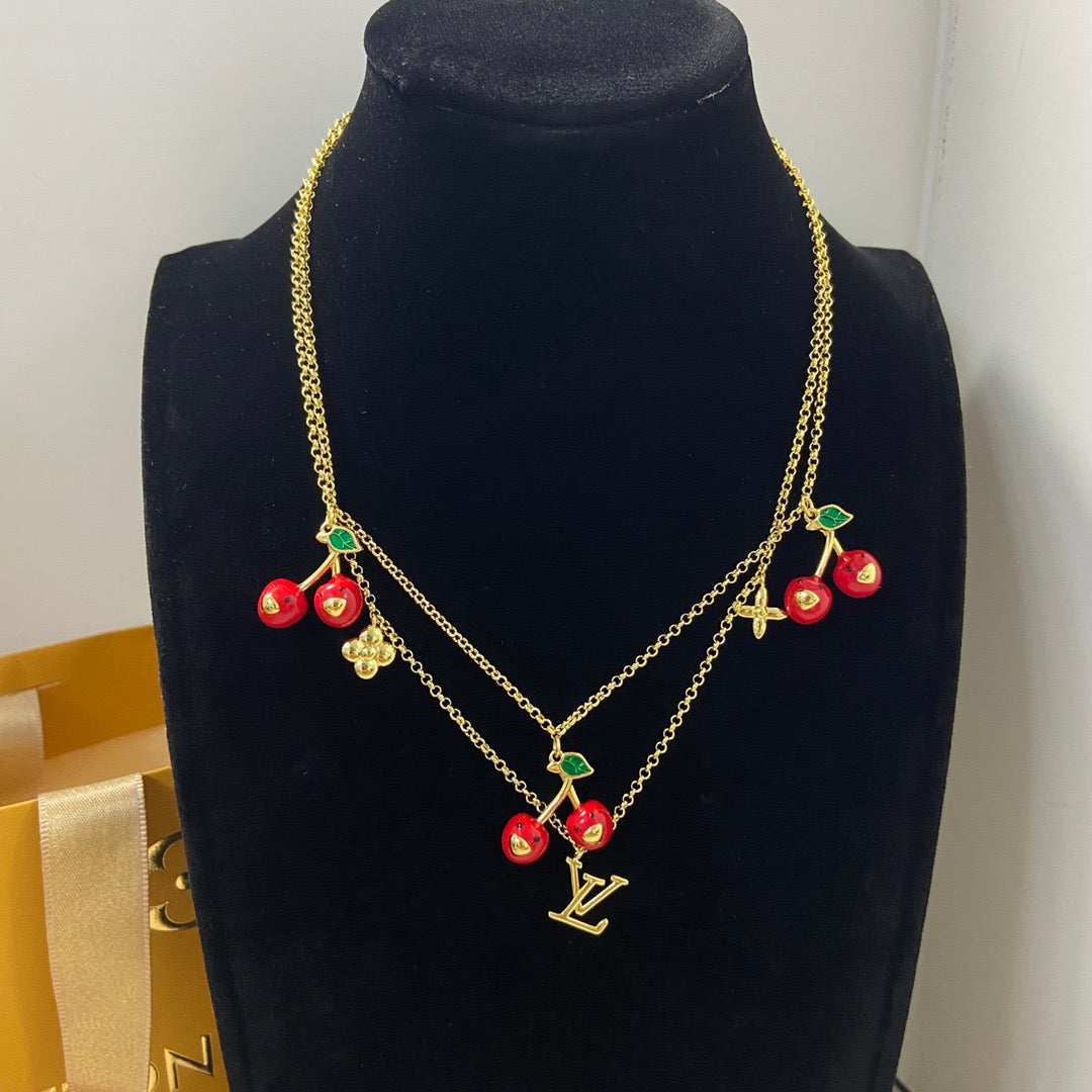 LV Cherry Necklace Bracelet Earrings