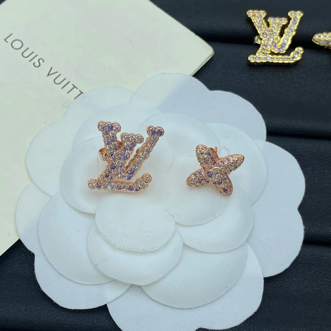 LV Asymmetrical Diamond Earrings