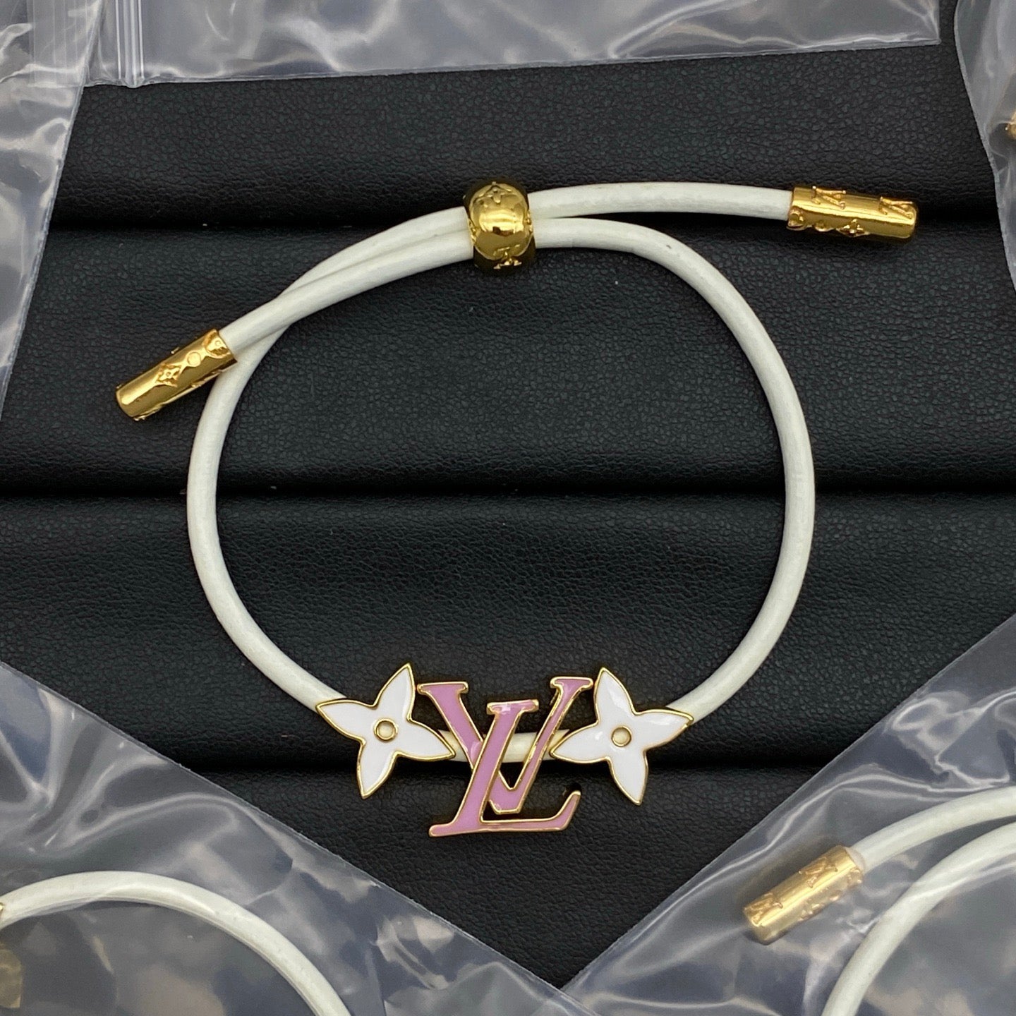 LV Leather White Flower Bracelet