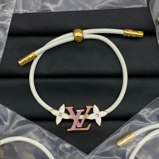 LV Leather White Flower Bracelet