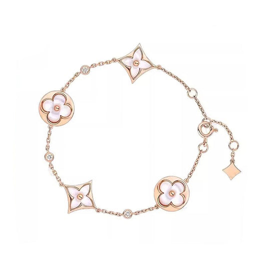 V gold fan home high version four-leaf clover four-flower five-flower bracelet female white mother powder shell bracelet cross-border explosion generation.