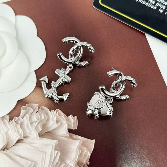 Chanel Heart Anchor Earrings