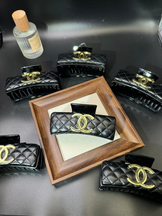 Chanel Black Leather Hair Claw