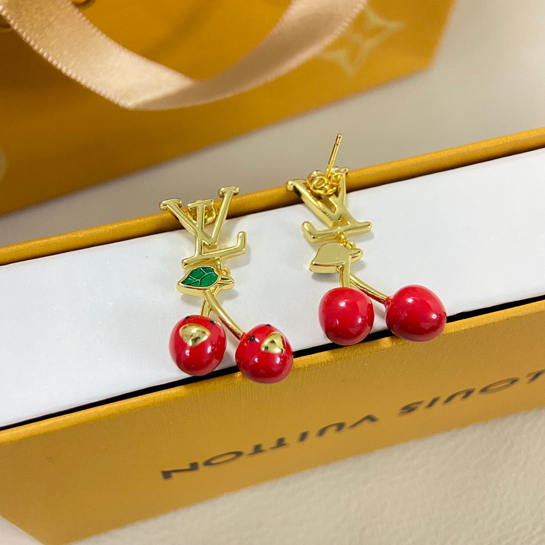 LV Cherry Necklace Bracelet Earrings