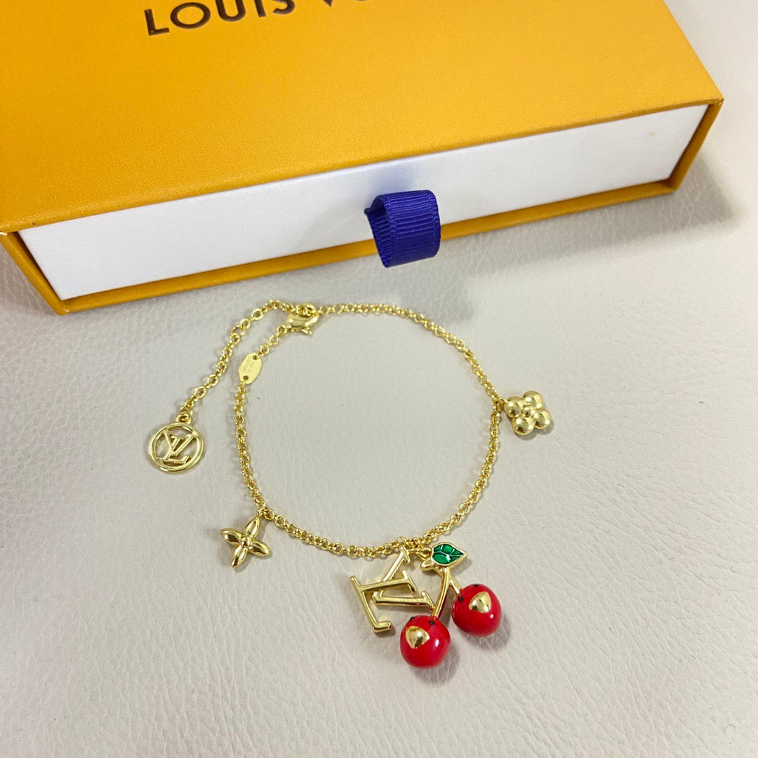 LV Cherry Necklace Bracelet Earrings