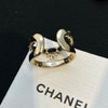 Chanel Black Leather Open End Ring