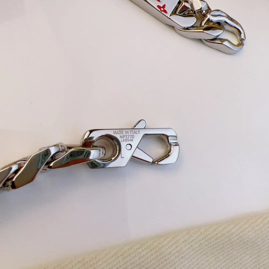 LV Monogram Tied Up Cuban Chain Necklace Bracelet