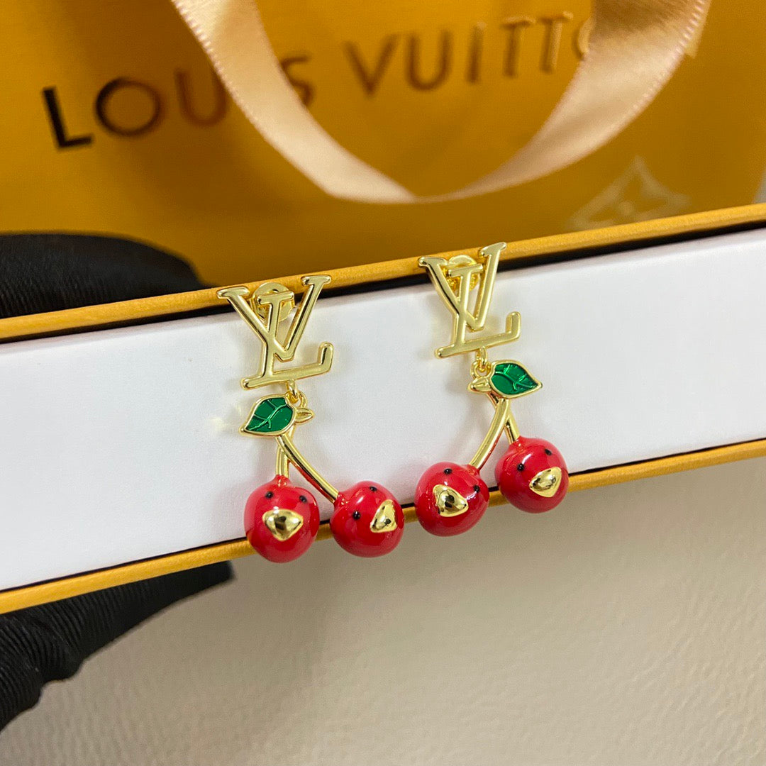 LV Cherry Necklace Bracelet Earrings