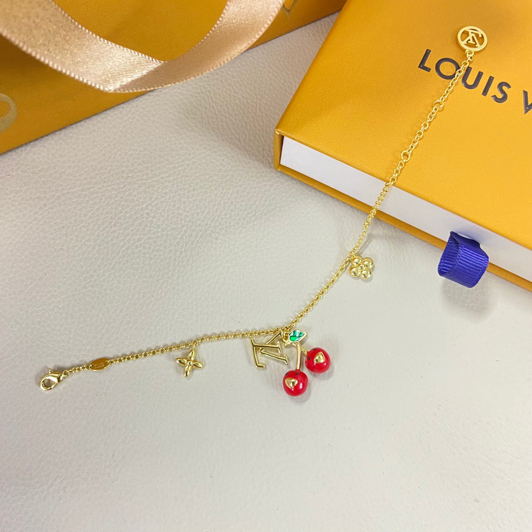 LV Cherry Necklace Bracelet Earrings