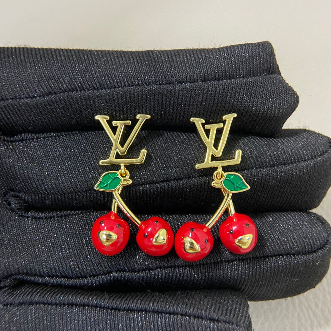 LV Cherry Necklace Bracelet Earrings