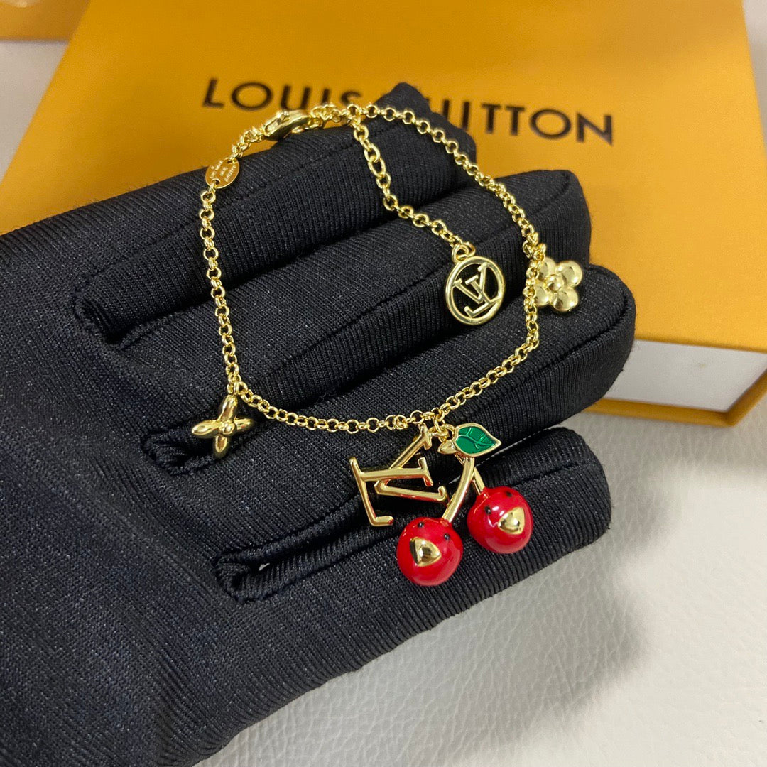 LV Cherry Necklace Bracelet Earrings