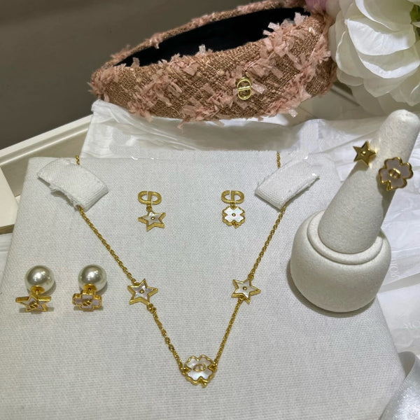 迪奥星形花朵项链耳环