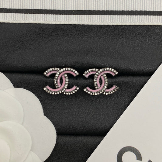 Chanel Black Pink Earrings
