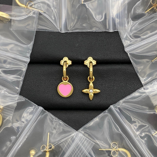 LV Pink Circle Necklace Bracelet Earrings