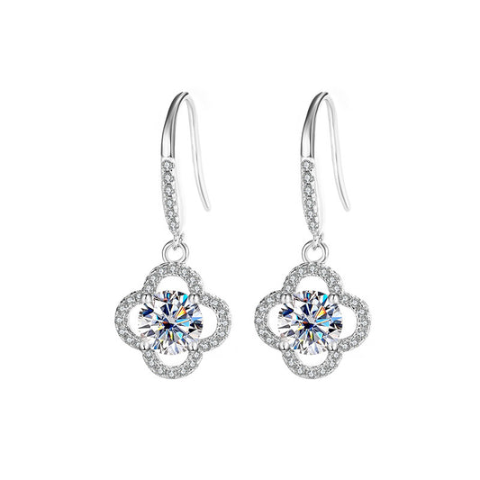 Moissanite Four Leaf Clove Earrings