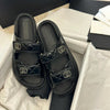 Chanel White Black Leather Sandal