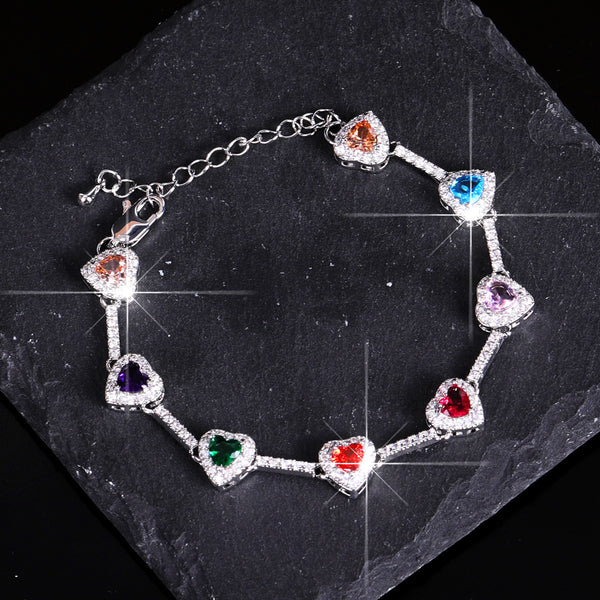 Colorful Heart Diamond Bracelet Necklace