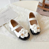 Chanel Kids Black White Leather Flat