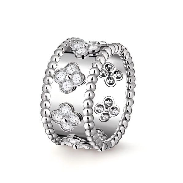 VCA Perlée 三叶草戒指，小号，可调节开口