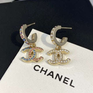 Chanel Diamond Hoop Earrings