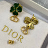 Chanel Green Clover Earrings