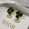 Chanel Green Clover Earrings