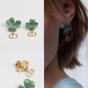 Chanel Green Clover Earrings