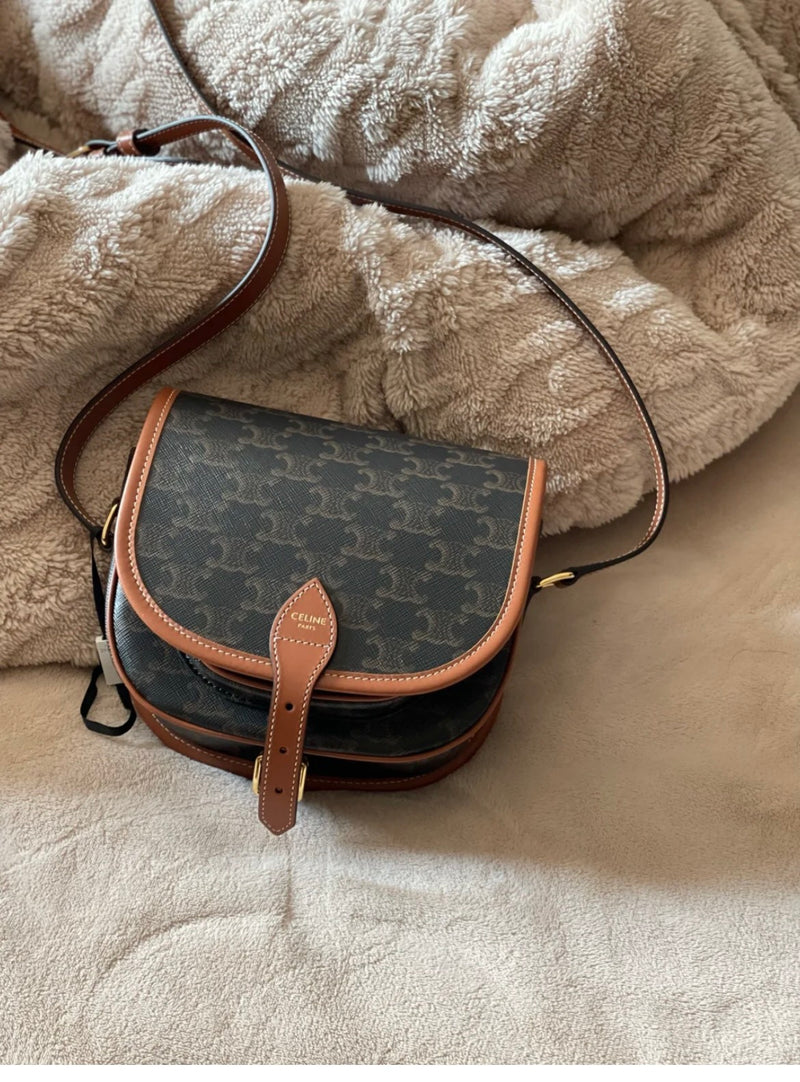 Celine Mini Triomphe Coated Canvas Besace Crossbody Bag